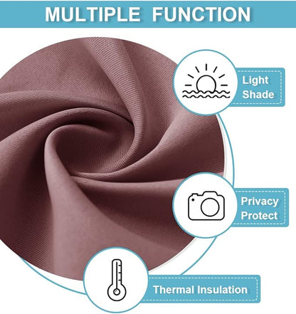 RYB HOME Half Curtain Tiers 36 inch Length, Rod Pocket Summer Heat Blocking Thermal Insulated Short Blackout Curtains for Small Window, Width 34 by Length 36, Dusty Rose, 2 Panels