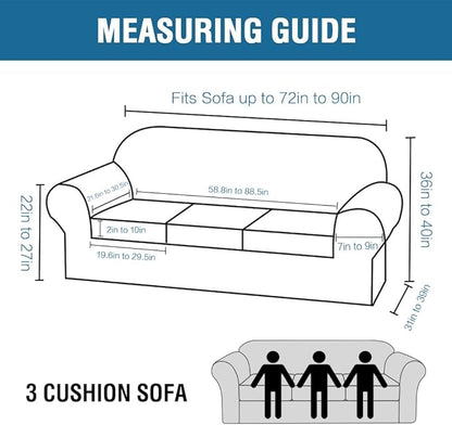 H.VERSAILTEX Modern Velvet Plush 4 Piece High Stretch Sofa Slipcover Sofa Cover Furniture Protector Form Fit Luxury Thick Velvet Sofa Cover for 3 Cushion Couch Width Up to 90 Inch (Sofa, Caramel)