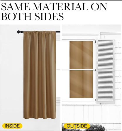 NICETOWN Blackout Curtains for Living Curtains, Gold Brown, 2 Panels, 42 by 72, Room Darkening Window Curtain Panels, Easy-Care Solid Thermal Insulated Draperies/Drapes for Daughter Room