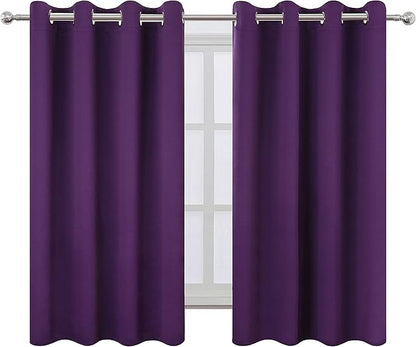 LEMOMO Purple Thermal Blackout Curtains/52 x 54 Inch/Set of 2 Panels Room Darkening Curtains for Bedroom