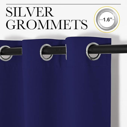 NICETOWN Navy Blue Blackout Curtains 48 inches Length for Laundry Room, 2 Panels, 42" Wide, Thermal Insulated Decoration Drapes for Short Window