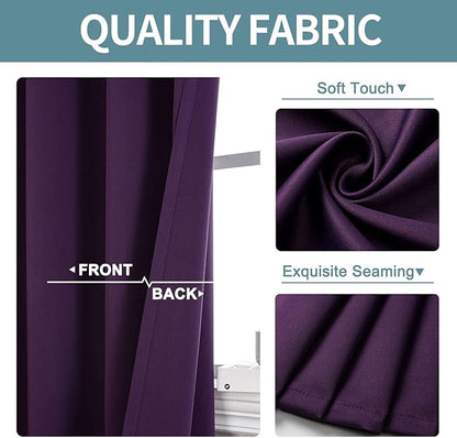 ChrisDowa Grommet Blackout Curtains for Bedroom and Living Room - 2 Panels Set Thermal Insulated Room Darkening Curtains (Royal Purple, 52W x 45L)
