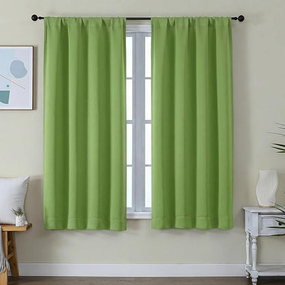 Simplebrand Ava Lime Blackout Curtains for Bedroom 63 Inch Length 2 Panels Set, Privacy Thermal Insulated Rod Pocket Door Window Curtains for Patio French Door Front Door, W40 x L63 Inch