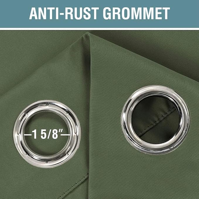 H.VERSAILTEX Blackout Curtain for Living Room Small Window Kitchen Blackout Curtains 45 inch Length Energy Saving Solid Grommet Blackout Drape, One Panel, Bronze Green, 52" W x 45" L