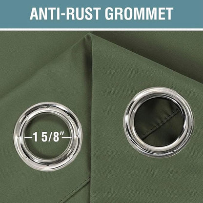 H.VERSAILTEX Blackout Curtain for Living Room Small Window Kitchen Blackout Curtains 45 inch Length Energy Saving Solid Grommet Blackout Drape, One Panel, Bronze Green, 52" W x 45" L