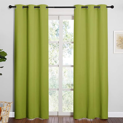 NICETOWN Fresh Green Blackout Curtains 78 inches Length for Bedroom, 2 Panels, 42" Wide, Thermal Insulated Decoration Drapes for Office Window