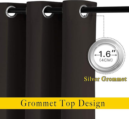 NICETOWN Room Darkening Curtains Extra Long 110 Inches, Grommet Thermal Insulated Weighted Window Treatments for Living Room/Farmhouse, W66 x L110, Toffee Brown, 2 Panels