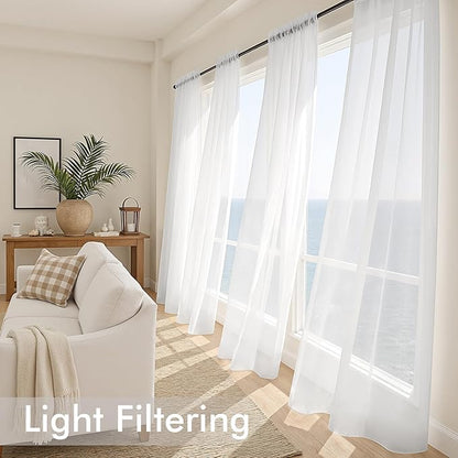 MIULEE White Sheer Curtains 72 Inches Long, 4 Panels Set, Light Filtering Rod Pocket Voile Drapes for Living Room and Bedroom, Airy Soft Fabric Window Treatments, 42 x 72 Inches
