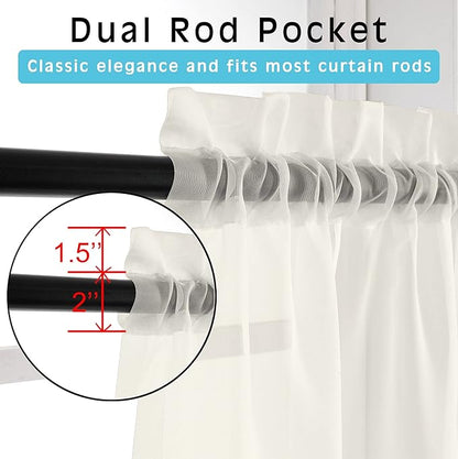 OVZME Ivory Sheer Curtains 84 Inch Length 2 Panels for Bedroom, Elegant Light Filtering Sheer Ivory Curtains Window Treatment for Living Room & Sliding Glass Door, 1 Pair, Each 42Wx84L