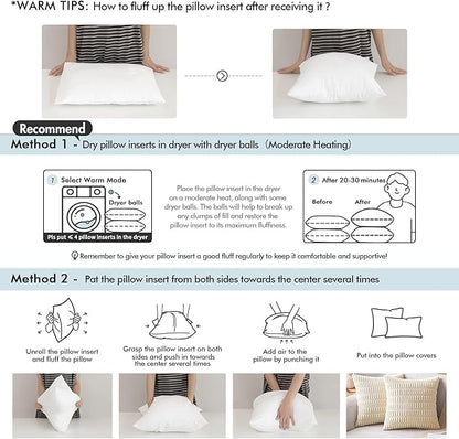 MIULEE Set of 2 Throw Pillow Inserts 24x24 Inches, Non-Woven Decorative Pillow Inserts for Living Room