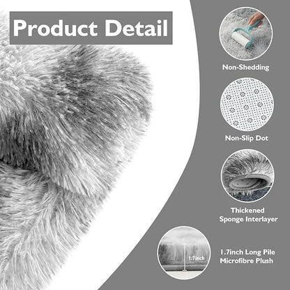 Shag Area Rug for Bedroom 5x8,Tie-Dyed Grey Fluffy Area Rugs for Living Room,Soft Fuzzy Rug Non-Shedding Indoor Plush Carpet for Kids Bedroom Nursery Dorm Home Decor