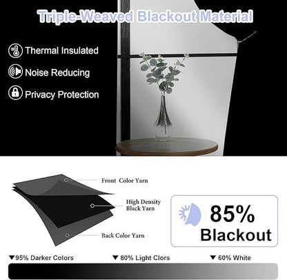 Simplebrand Ava Dark Green Blackout Curtains for Bedroom 90 Inches Long 2 Panels Set, Solid Privacy Energy Saving Living Room Window Treatment Curtains Blackout Drapes, W50 x L90 Inch, Dark Green