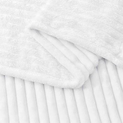 BEDELITE Fleece Blanket King Size – 3D Ribbed Jacquard Soft and Warm Decorative Fuzzy Blankets – Cozy, Fluffy, Plush Lightweight Throw Blankets for Couch, Bed, Sofa(White, 108x90 inches)