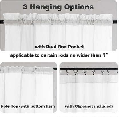 Chyhomenyc White Sheer Curtains 96 Inches Long 2 Panels, Light Filtering White Curtains for Living Room, Soft Gentle Voile Rod Pocket Bedroom Window Drapes, 59Wx96L Inch, 2PCS