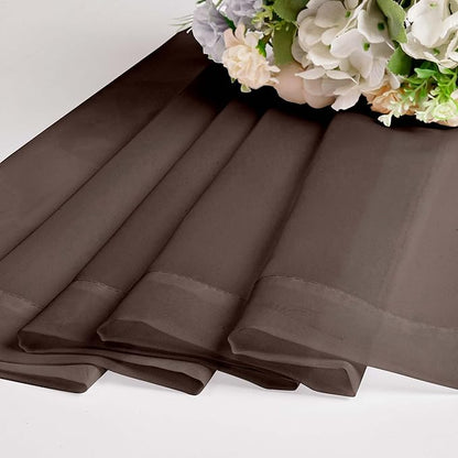OWENIE Sheer Curtains 63 inch Length 2 Panels Set, Rod Pocket Voile Fimly Sheer Drapes for Living Room/Bedroom, 2pcs, Each 42" W x 63" L, Chocolate