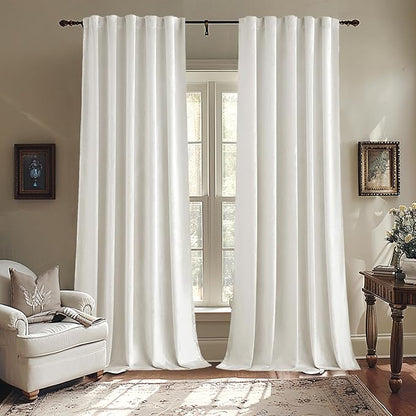 MIULEE White Velvet Curtains 84 inches - Luxury Curtains for Bedroom Living Room Thermal Insulated Super Soft Room Darkening Modern Window Drapes Back Tab Rod Pocket, W52 x L84 inches, 2 Panels