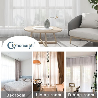 Chyhomenyc White Sheer Curtains 96 Inches Long 2 Panels, Light Filtering White Curtains for Living Room, Soft Gentle Voile Rod Pocket Bedroom Window Drapes, 59Wx96L Inch, 2PCS