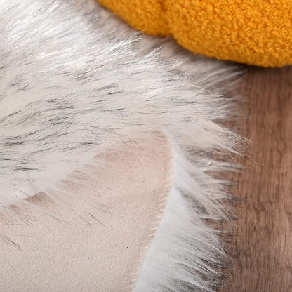 ORINOVA White and Grey Area Rugs 9x12 Living Room Large Washable Faux Fur Rugs for Bedroom Nursery Shaggy Sheepskin Fur Rectangle Rug