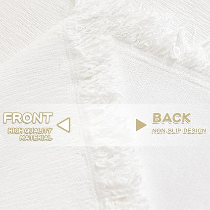 MYSKY HOME Couch Covers for Pets Thick Chenille White Cream Sofa Slipcover with Tassel Non Slip Soft Couch Sofa Cover, Washable Furniture Protector Sofa Slipcover with Tassel for Kids, Dogs, 91"x118"