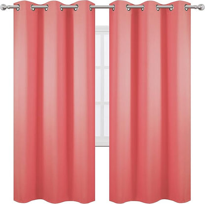 LEMOMO Coral Thermal Blackout Curtains/42 x 72 Inch/Set of 2 Panels Room Darkening Curtains for Bedroom