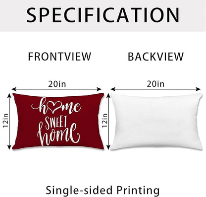 Hexagram Geometric Burgundy Pillow Covers 12x20 Set of 4, Decorative Outdoor Boho Modern Throw Pillow Covers, Home Sweet Home Farmhouse Cushion Case for Couch Sofa Bedroom Indoor Decor(No Insert)