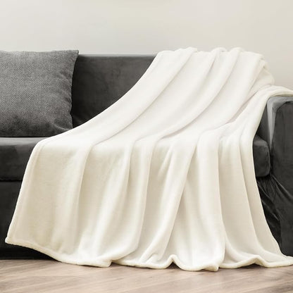 BEDELITE Fleece Blanket Cream Throw Blanket for Couch & Bed, Luxury Plush Cozy Fuzzy Blanket 50" x 70", Super Soft Warm Lightweight Fall Throw Blanket for Travel Camping