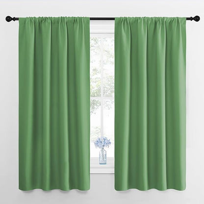 NICETOWN Blackout Curtains for Living Room, Froest Green, 2 Panels, 42 by 63, Darkening Window Curtain Panels, Easy-Care Solid Thermal Insulated Draperies/Drapes for Daughter Room