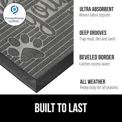 GORILLA GRIP 100% Waterproof All-Season WeatherMAX Doormat, 47x35, US Designed Natural Rubber, Stain and Fade Resistant, Low Profile Indoor Outdoor Door Mats, Easy Clean Patio Mat, Stone Paws