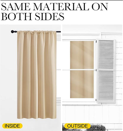 NICETOWN Blackout Room Darkening Curtains - Home Decoration Light & Noise Reducing Thermal Insulated Window Draperies with Rod Pocket Top (Biscotti Beige, 2 Panels, 34 inches Wide x 84 inches Long)