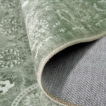 2'6"x14' Washable Hallway Runner Rug - Non Slip Kitchen Runner Rugs with Rubber Backing Vintage Low-Pile Carpet Runners for Entryway Dining Room Laundry Room Home Decor (Muted Sage Green)