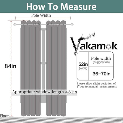 Yakamok Dove Grey Room Darking 84 Inch Length 2 Panel Sets for Livingroom Dining Room Darkening Thermal Insulated Bay Window Hotel Modern Elegant Black Out Sunblock Curtins/Bedroom,52 x 84 Inches