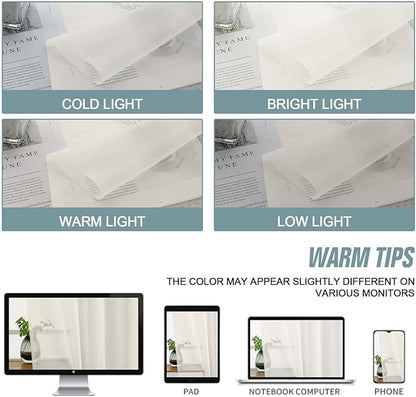 Ivory Small Sheer Curtains Tier 24 Inches Length 2 Pieces, Light Filtering Cafe Curtains Sheers for Living Room Bathroom, Modern Window Treatments Dual Rod Pocket Panels, 2X42Wx24L Inches