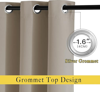 NICETOWN Doorway Curtains for Living Room 78 inches Long, Grommet Privacy Light & Sound Reducing Room Darkening Window Treatments for Living Room, 2 Panels, Taupe, W52 x L78