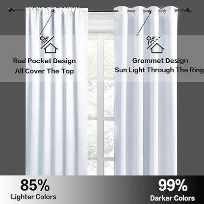 RYB HOME RV Curtains for Camper Windows, Mini Small Thermal Insulated Sunlight Heat Blocking Blocking Privacy Portable Curtains for Travel Trailer, Width 34 by Length 24, Greyish White, 2 Panels