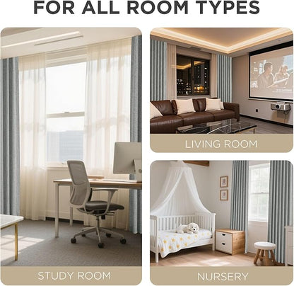 Joydeco Linen Blackout Curtains for Bedroom - 100% Light Blocking 1 Panels, Light Grey Drapes 70" W x 90" L, Thermal Insulated Room Darkening Curtains for Living Room, Rod Pocket & Back Tabs