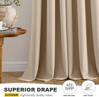 MIULEE Beige Blackout Curtains - Bedroom Window Treatment Curtains Thermal Insulated Room Darkening Drapes for Living Room Kitchen Grommet Top Light Blocking Drapery, 40 x 54 Inches Long, 2 Panels