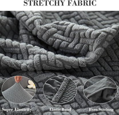 Couch Covers for 3 Cushion Sofa Pet Friendly Couch Cushion Covers Universal Sofa Covers Washable Stretch Slipcovers for Sectional Sofa (Texture Gray,Large Triple Seat Cover)
