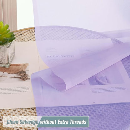 Window Sheer Curtains 45 Inches Length, Voile Short Curtains for Living Room Bedroom, Modern Soft Window Drapes 2 Panels Set, Top Dual Rod Pocket Design, Lavender, 2x42Wx45L Inches