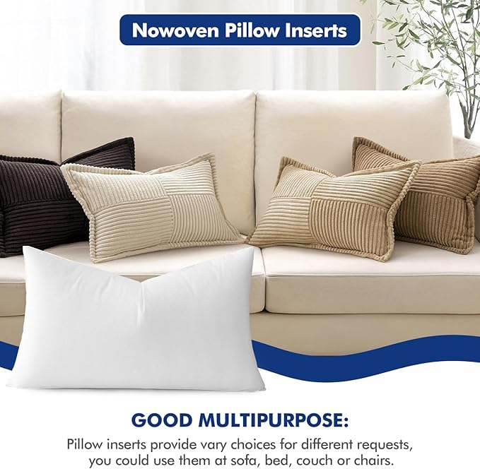 MIULEE Pillow Insert 14x22 Inch, Decorative Rectangle Throw Pillow Inserts, Premium Fluffy Pillow Forms Sham Stuffer for Sofa Couch Living Room