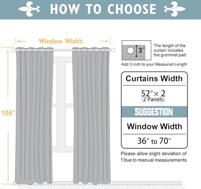 ChrisDowa 100% Blackout Curtains 108 inch Long for Bedroom with Black Liner, 2 Thick Layers Total Blackout Thermal Insulated Grommet Window Curtains 2 Panels Set (Cappuccino, 52 x 108 Inch)