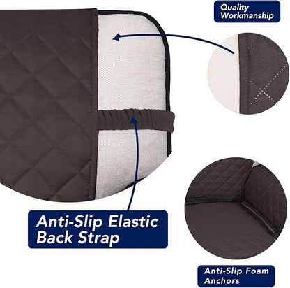 PureFit Reversible Quilted Sofa Cover, Water Resistant Slipcover Furniture Protector, Washable Couch Cover with Non Slip and Elastic Straps for Kids, Dogs, Pets (Oversized Sofa, Chocolate/Beige)