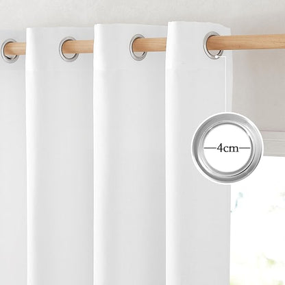 NICETOWN White Linen Curtains 90 inches Long, Grommet Thick Linen Blend Privacy Added with Light Filtering Window Treatments for Nursery/Bedroom, W42 x L90, 2 Panels