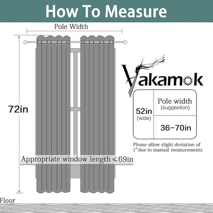 Yakamok Blackout Curtains with Grommet Thermal Insulated Room Darkening Window Drapes for Dedroom, Navy Blue Color, Set of 2, W52 x L72