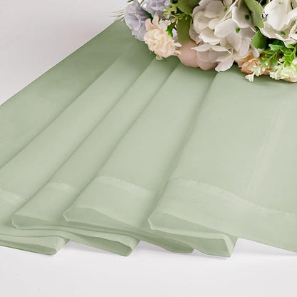 OWENIE Sheer Curtains 84 inches Long 2 Panels Set for Bedroom Living Room, Soft Solid Living Room Rod Pocket Light Filtering Curtains, 2 Pcs Each 42“ W x 84" L, Light Green