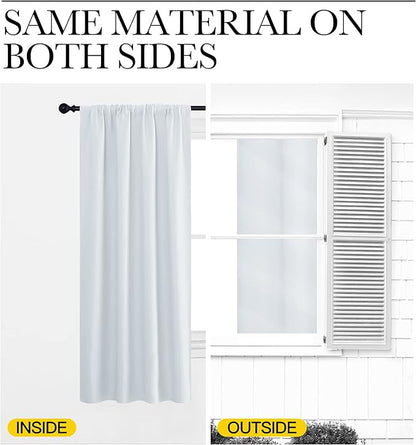 NICETOWN Greyish White Window Curtain Panels - Thermal Insulated Rod Pocket Room Darkening Curtain Sets for Bedroom (Platinum - Greyish White, 2 Panels, 42 in x 45 in (W x L))