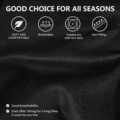 Leather Look Couch Cushion Covers Sofa Seat Slipcovers Sets Couches Furniture Protector for Sectional Armchair Loveseat Pets Kids Stretch Spandex Fabric (3 T-Cushion Sofa, Brown)