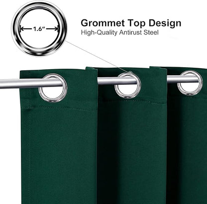 ChrisDowa Blackout Curtains 80 Inches Long 2 Panels Set for Living Room, Grommet Thermal Insulated Room Darkening Curtains for Bedroom (Forest Green, 52 x 80 Inch)