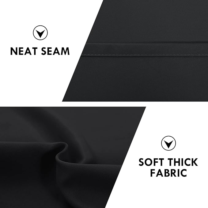 DWCN Blackout Curtains – Thermal Insulated, Energy Saving & Noise Reducing Bedroom and Living Room Curtains, Black, W 42x L 63 Inch, Set of 2 Rod Pocket Curtain Panels