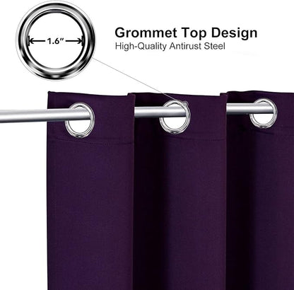 ChrisDowa Grommet Blackout Curtains for Bedroom and Living Room - 2 Panels Set Thermal Insulated Room Darkening Curtains (Royal Purple, 42W x 63L)
