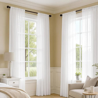 MIULEE White Sheer Curtains 72 Inches Long, 4 Panels Set, Light Filtering Rod Pocket Voile Drapes for Living Room and Bedroom, Airy Soft Fabric Window Treatments, 42 x 72 Inches